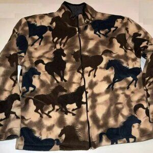 ZooFleece Beige Horses Pet Riding Jacket Women's Sweater Horse Lover Gift 2X
